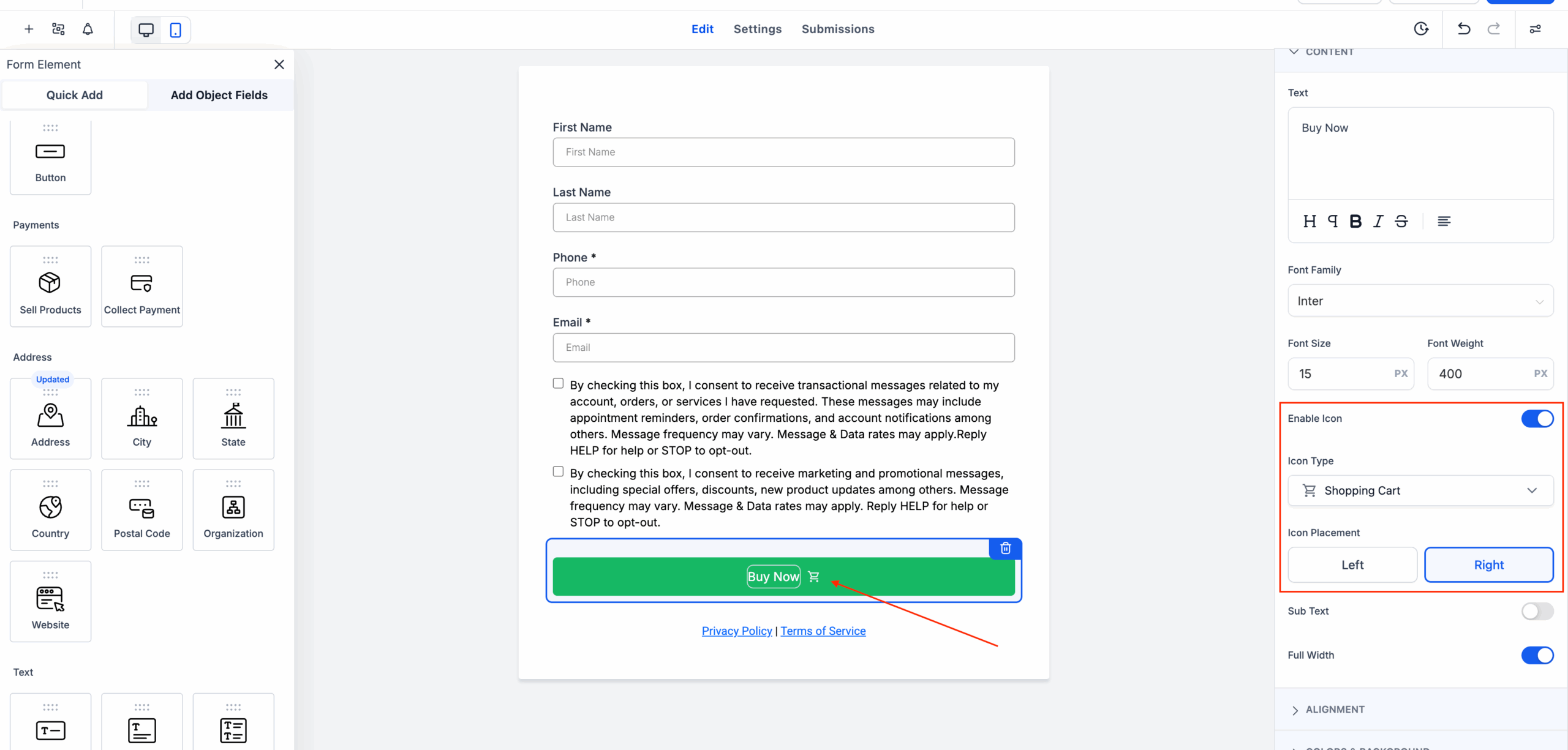 Button Icons for Form Builder - Clixio