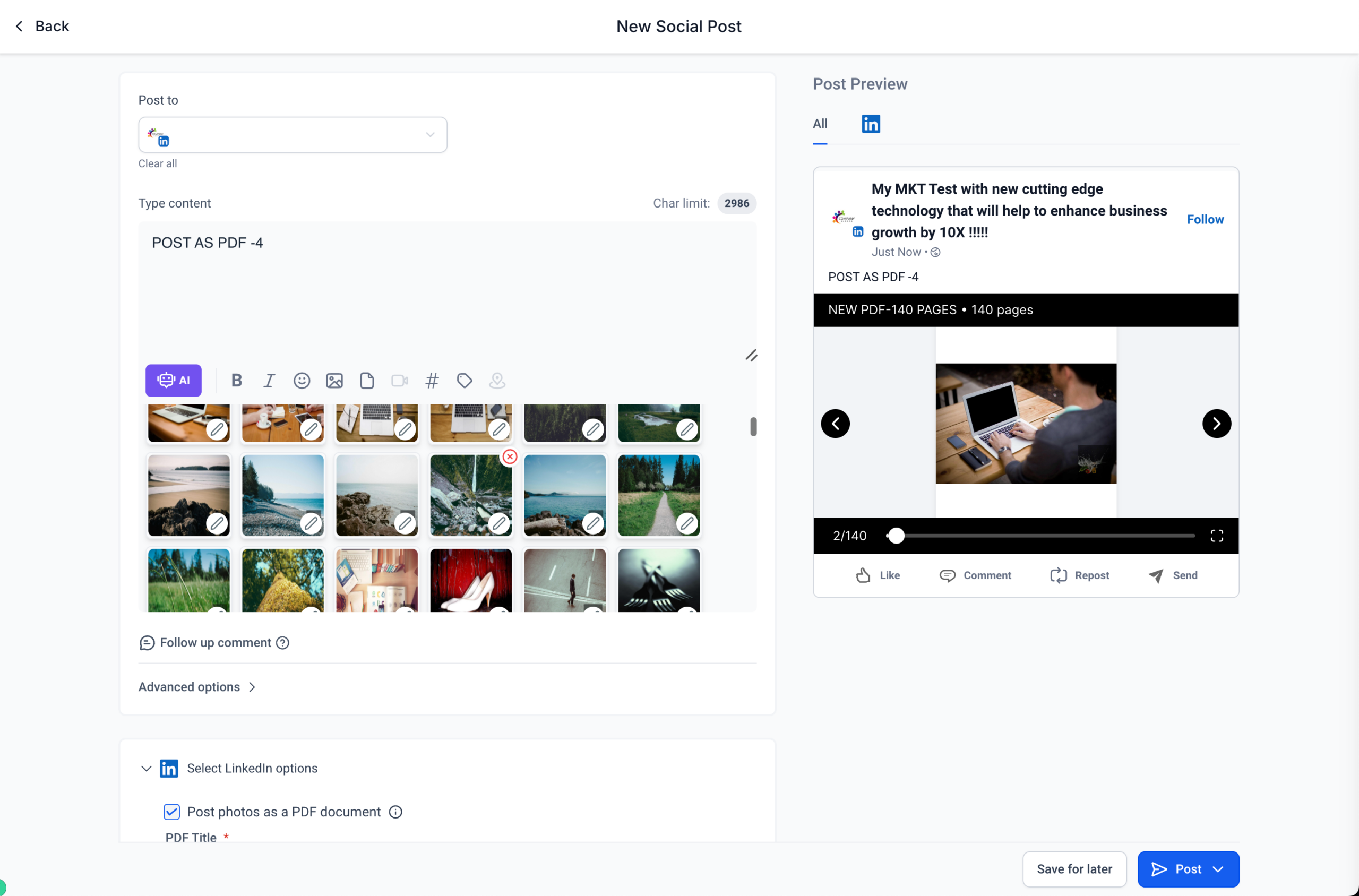 Linkedin Pdf Layout Social Planner: Linkedin Carousel Post and Post PDF as photos - Clixio