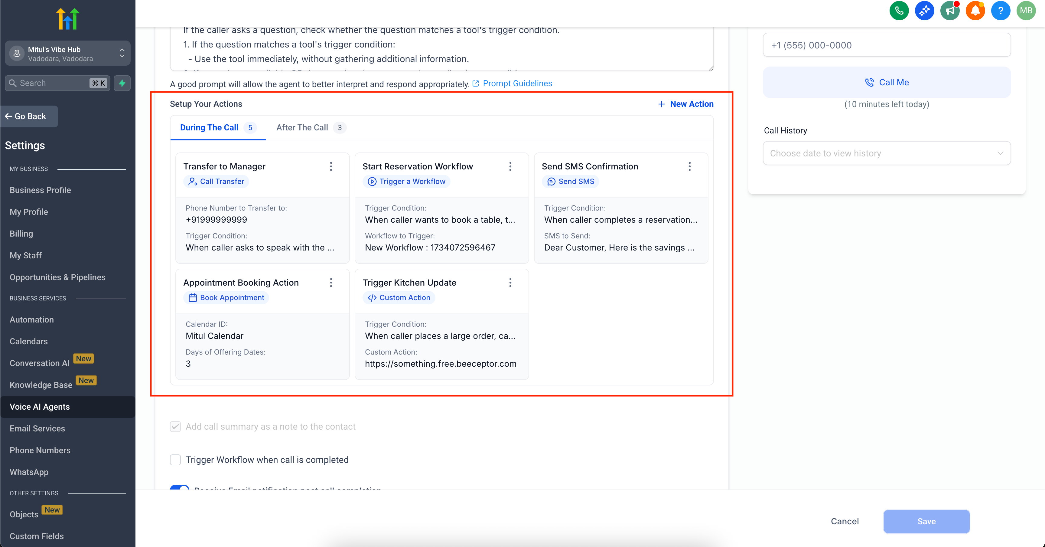 Setup Actions 1