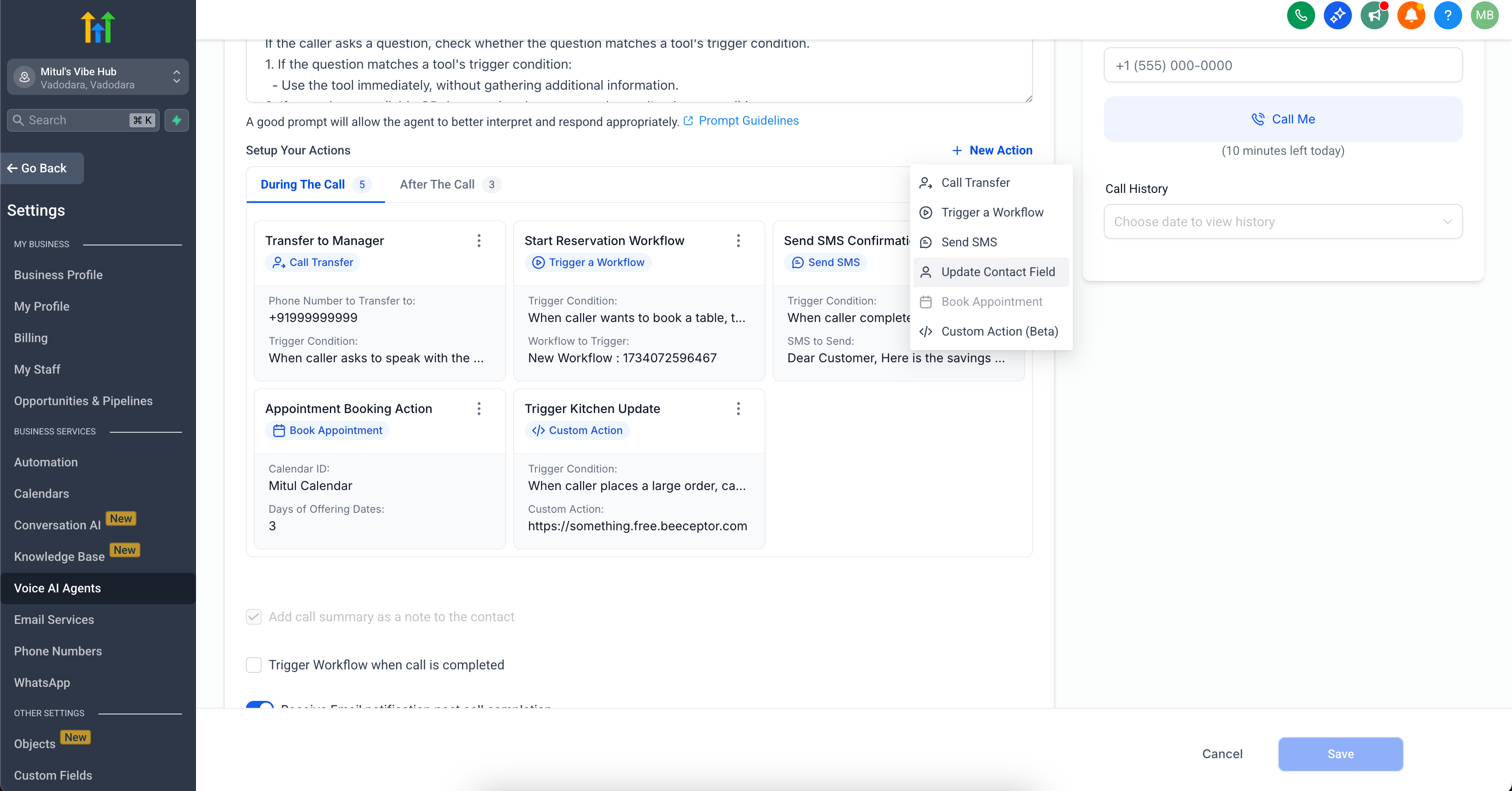 Setup Actions 0