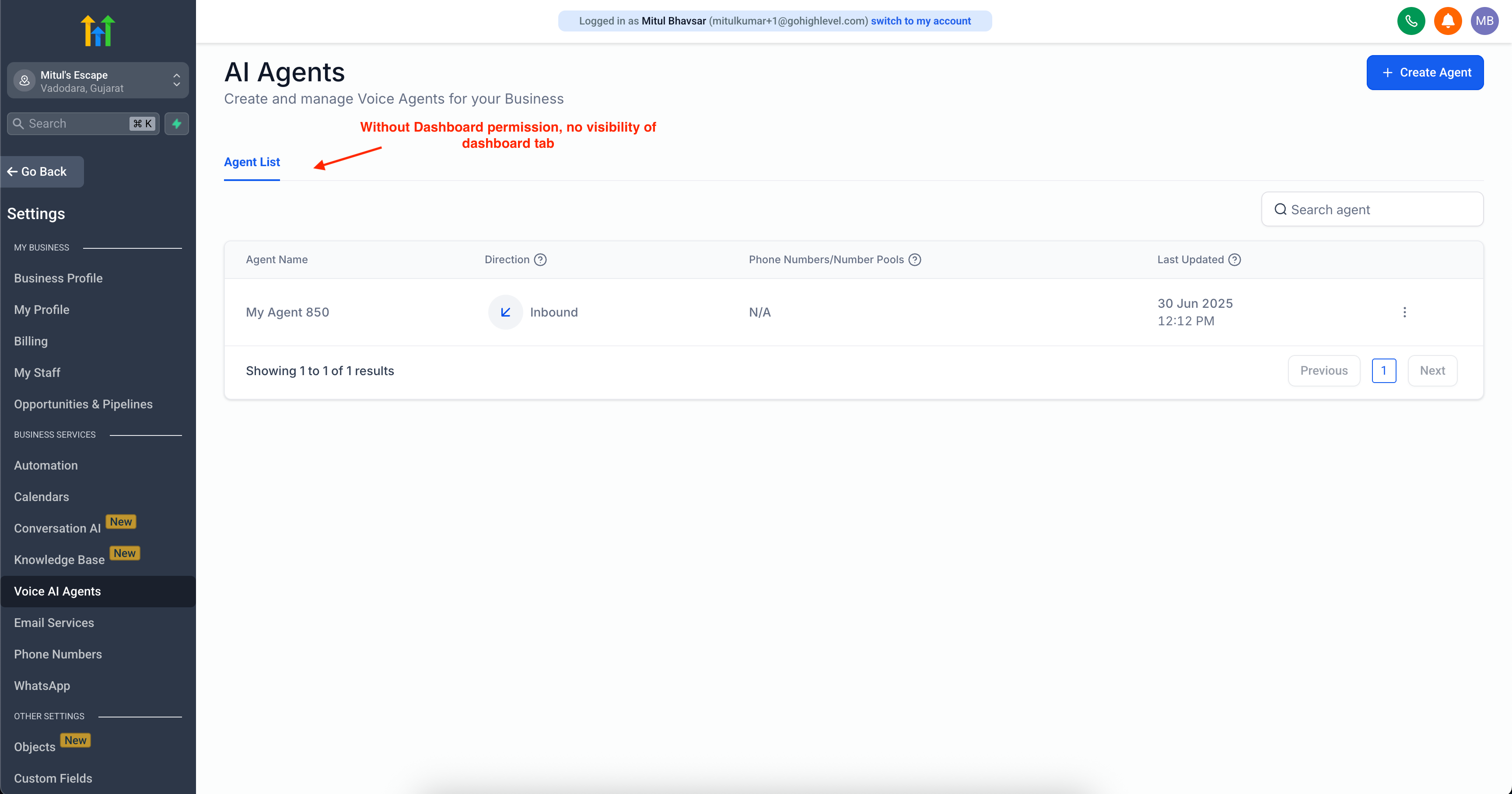 2 No Dashboard Permission