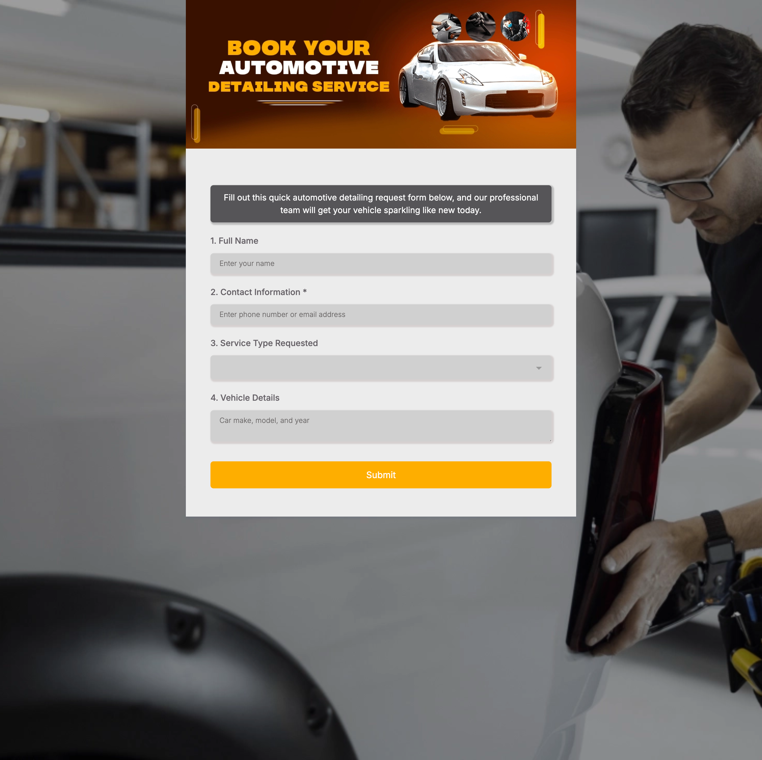 Automotive Detailing Request - Form