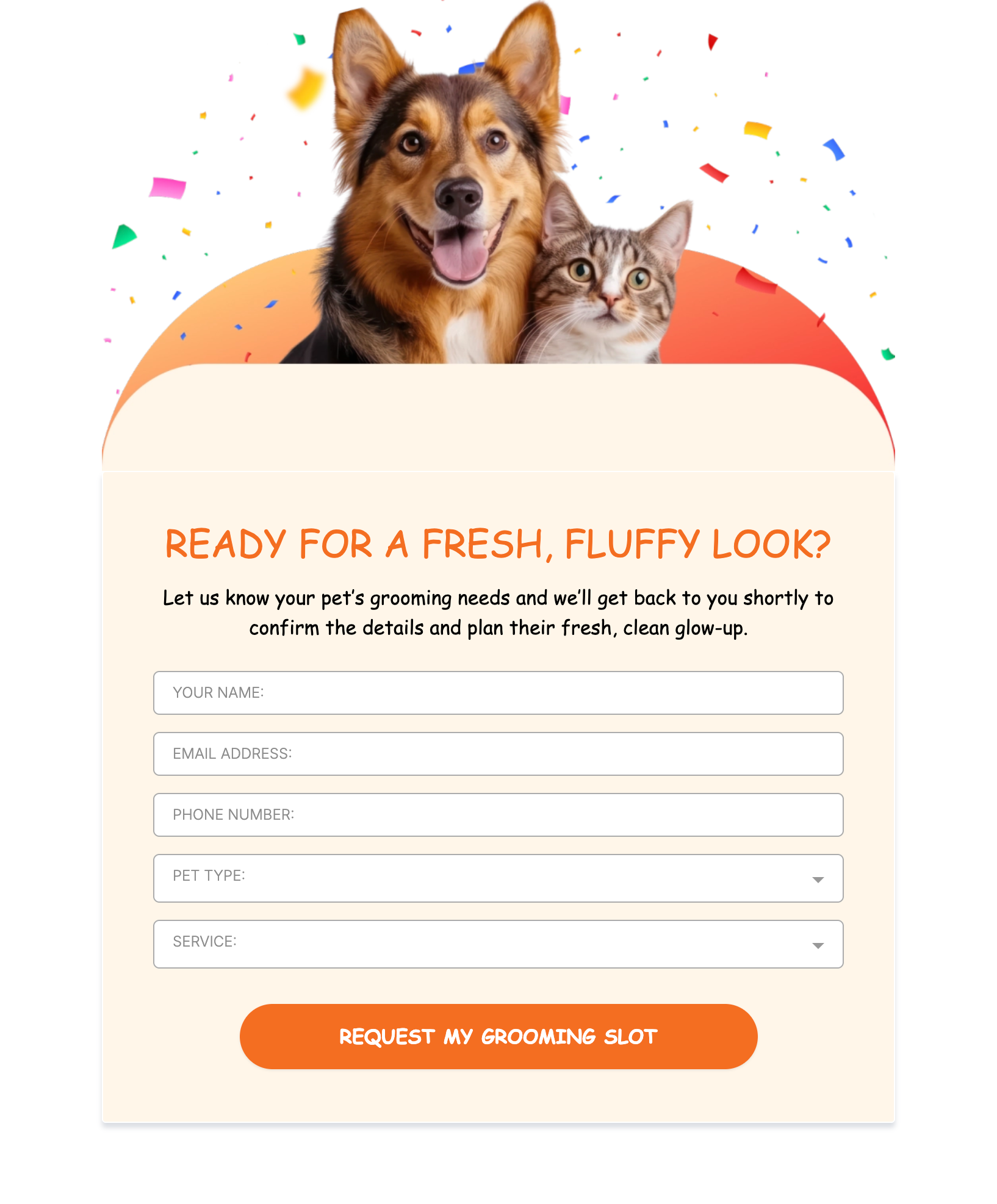 Pet Grooming Request - Form