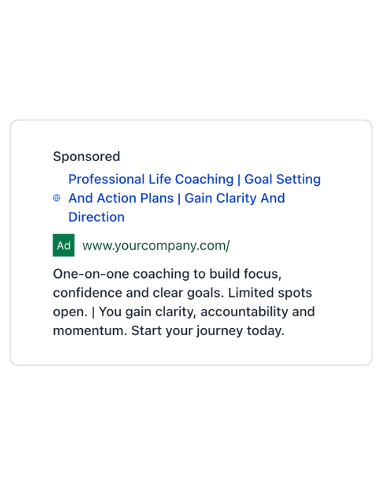 Life Coaching - Google Ad