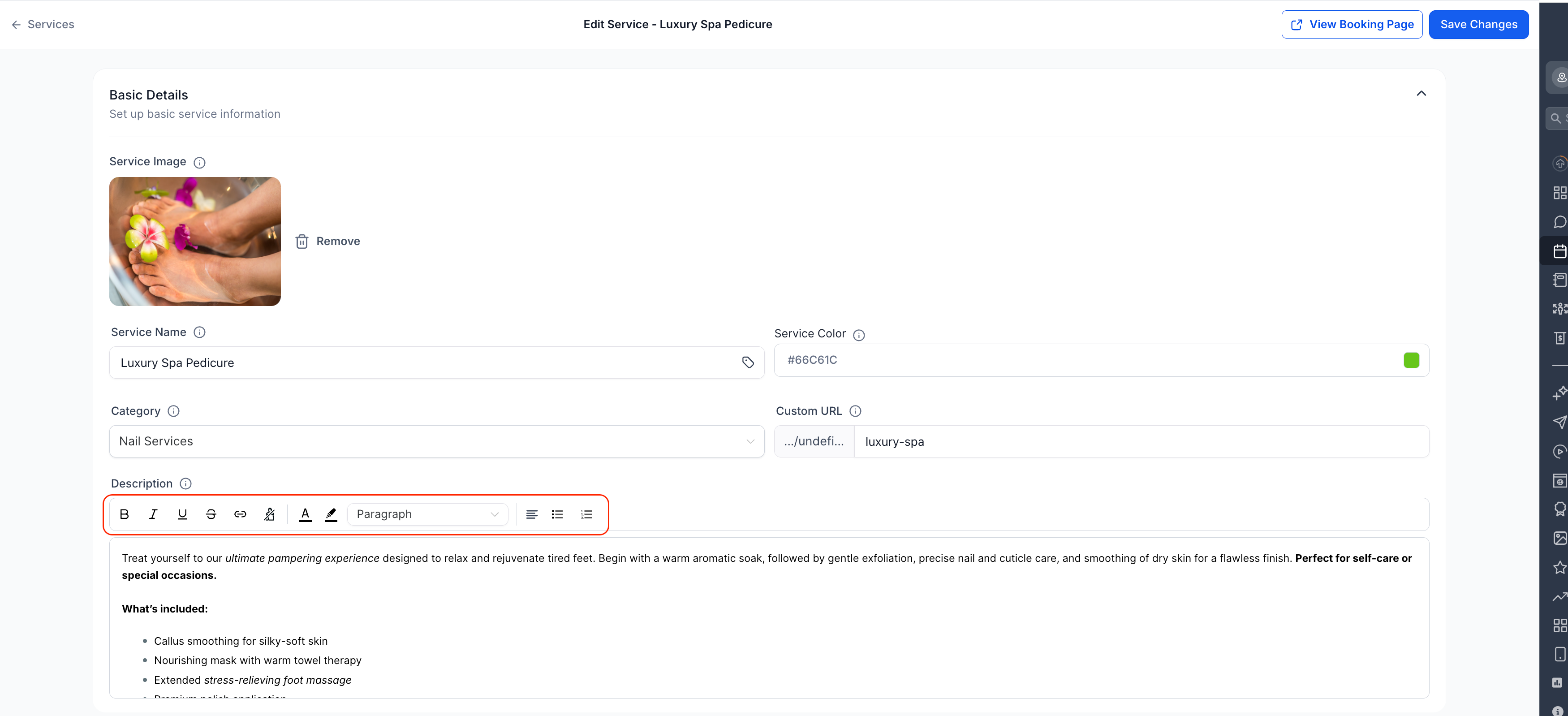 Configuring service description