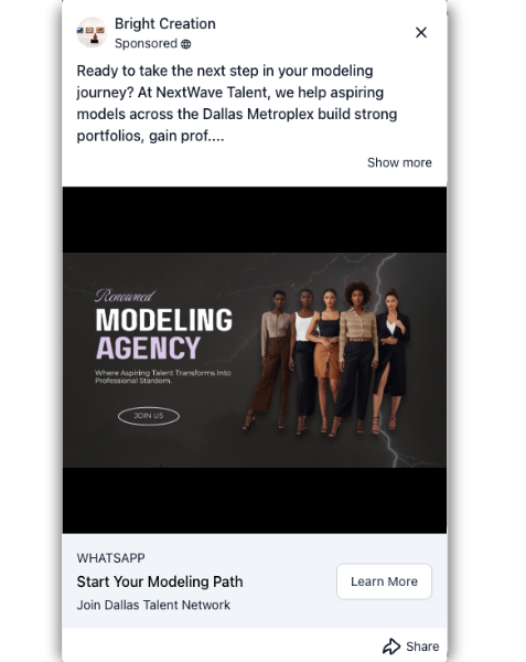 Modeling Firm - Facebook Ad
