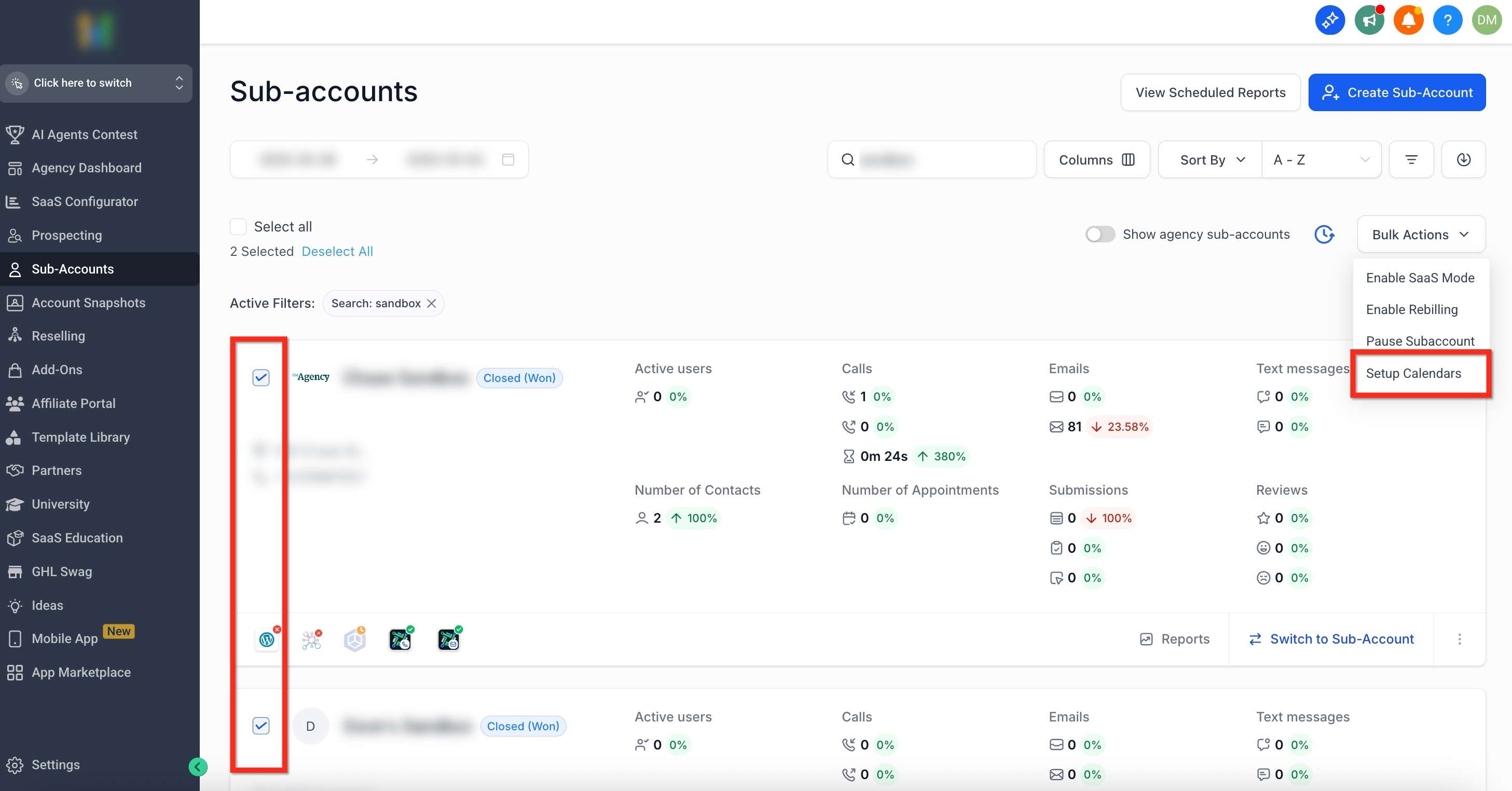 Enable Rentals - Multiple Accounts