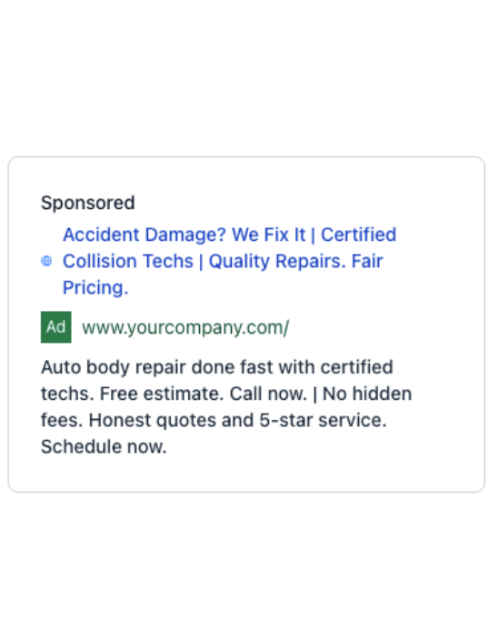 Auto Body Services - Google Ad