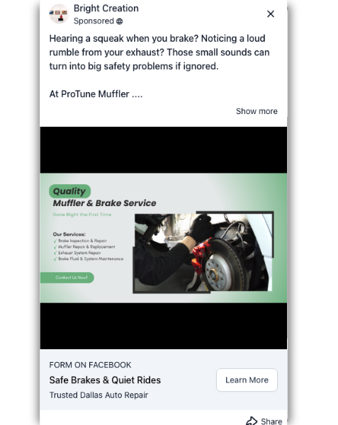 Muffler & Brake Shop - Facebook Ad