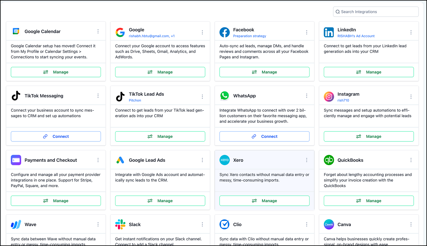 Integration page