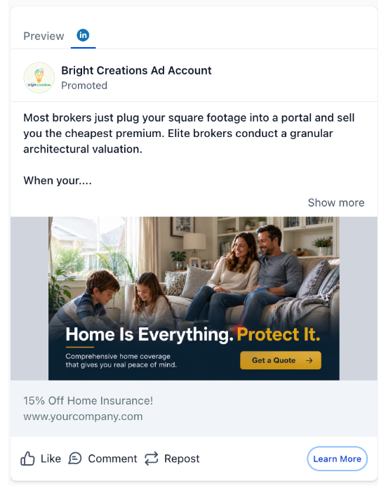Home Insurance - LinkedIn Ad