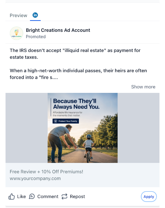 Life Insurance - LinkedIn Ad