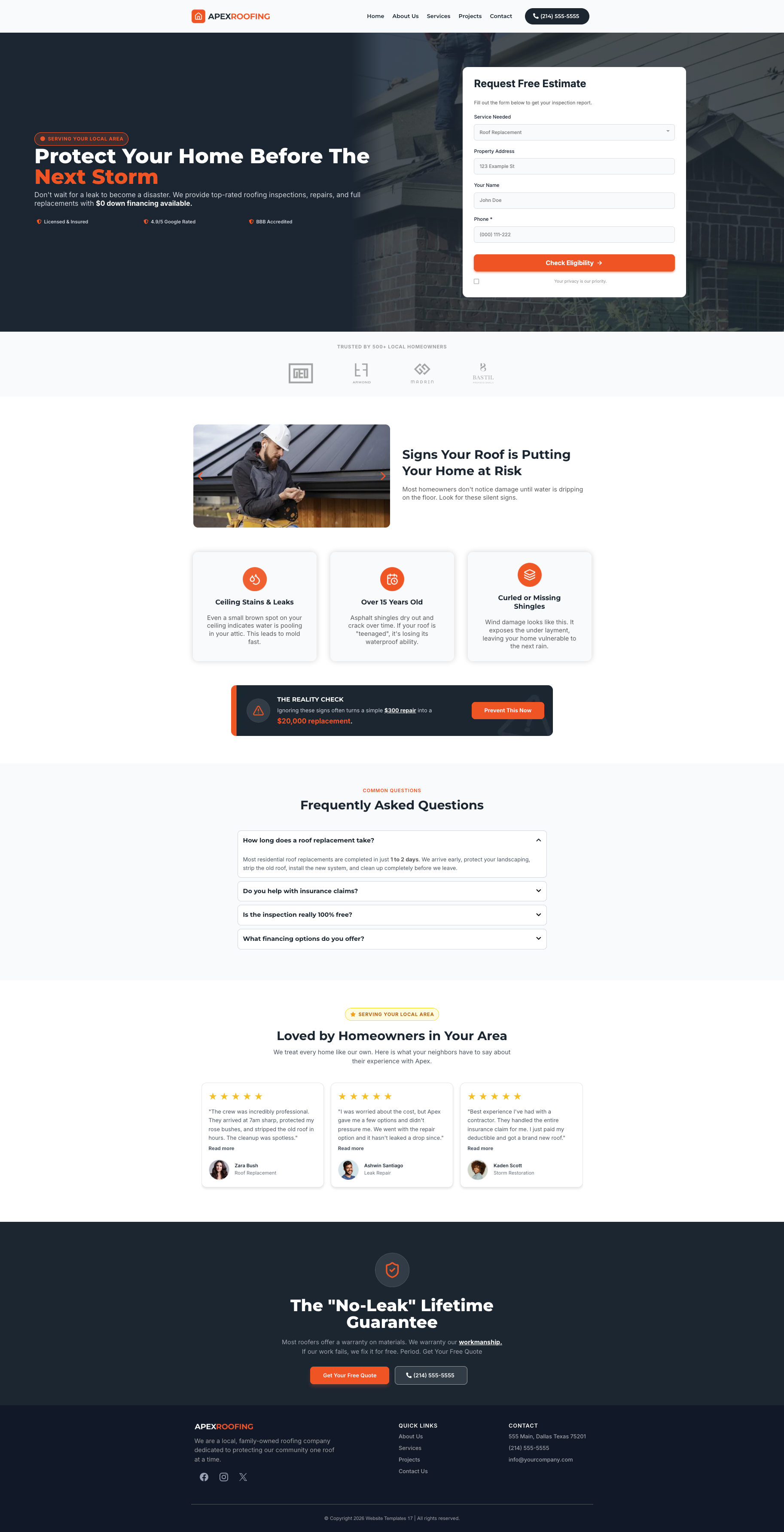 Roofing Contractor - Website