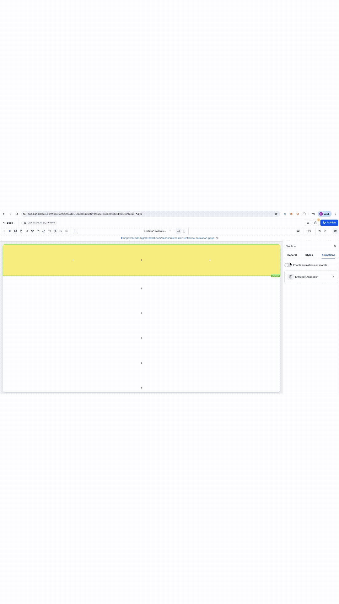section animation