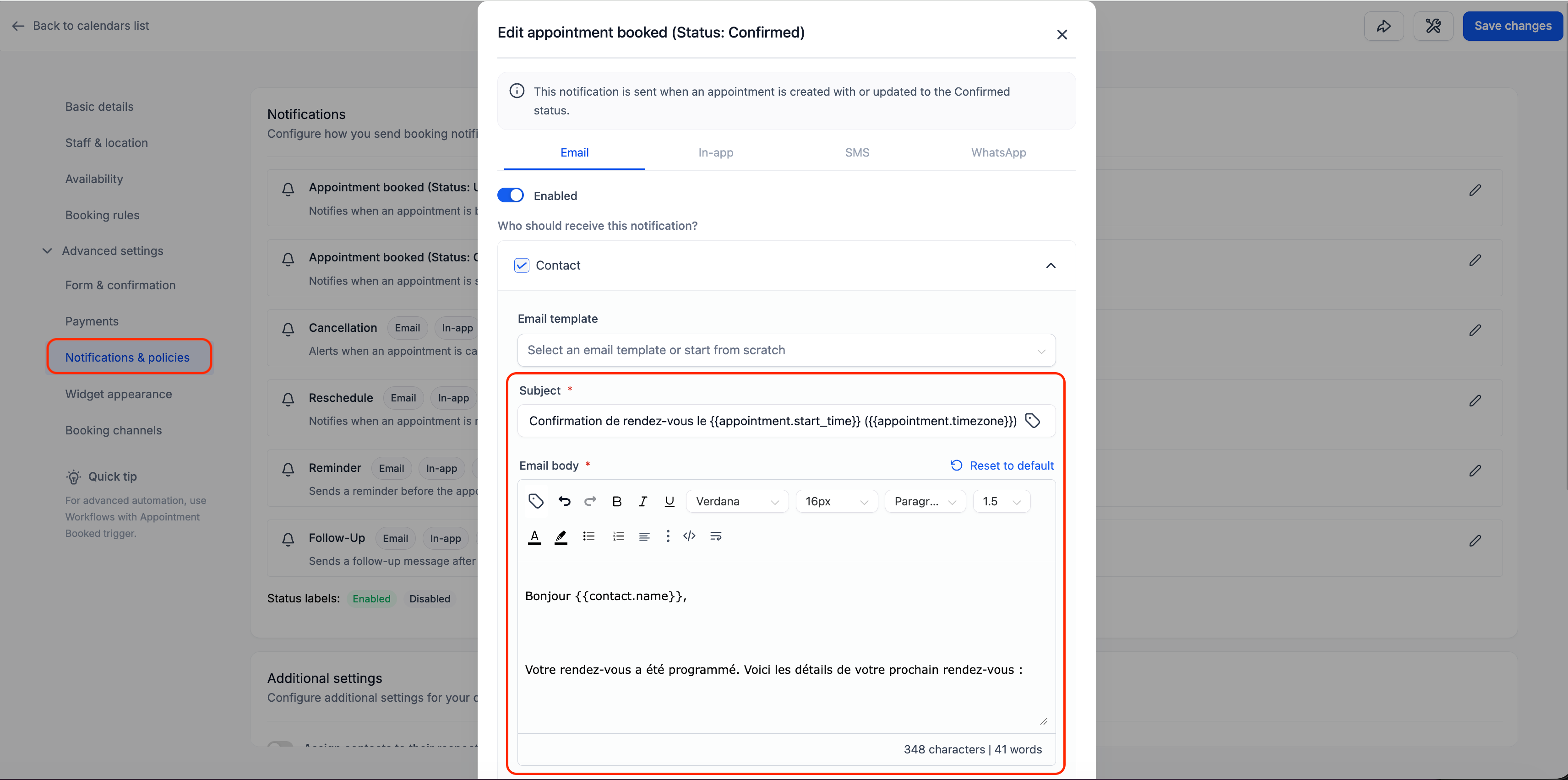 calendar notifications i18n